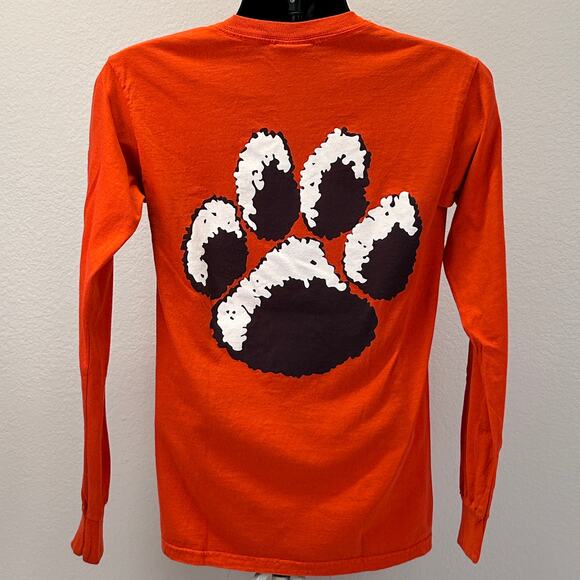 Vintage 90s Auburn University Tigers T Shirt College Long Sleeve Orange S Small - Picture 3 of 9
